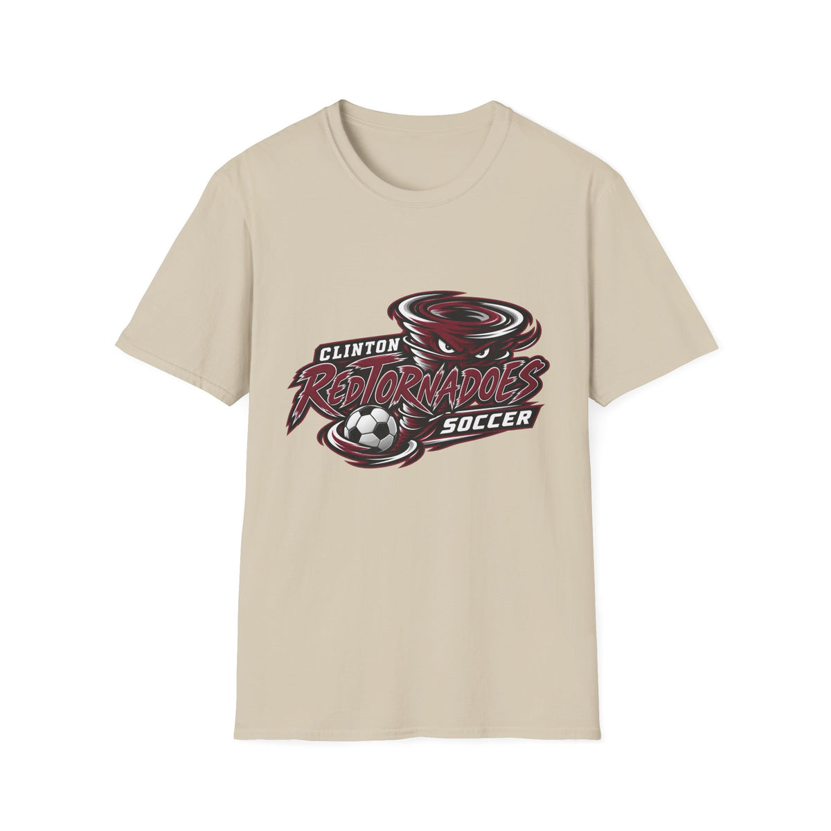 Red Tornadoes Soccer T-Shirt — Clinton Team Logo Tee