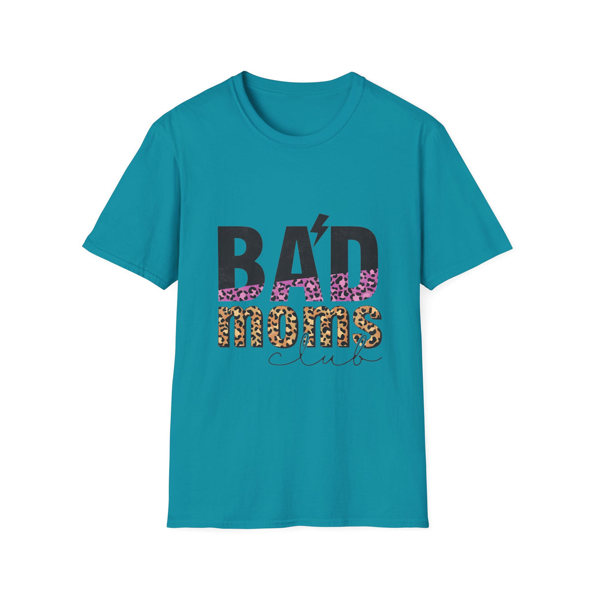 Bad Moms Club T-Shirt — Bold Leopard Accent Graphic Tee