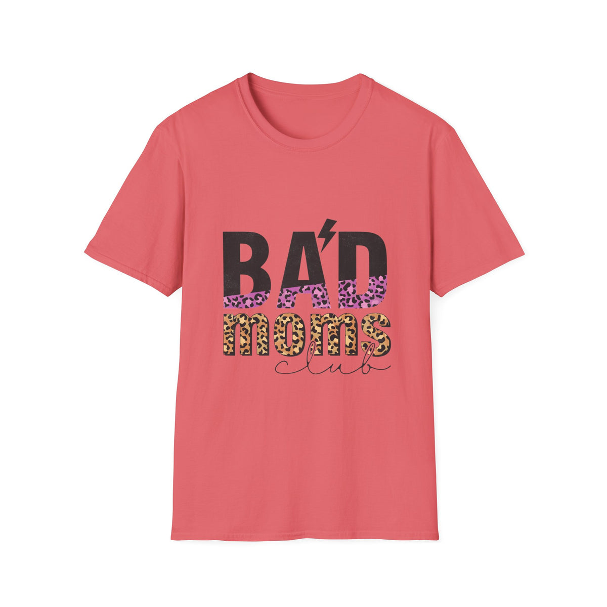 Bad Moms Club T-Shirt — Bold Leopard Accent Graphic Tee