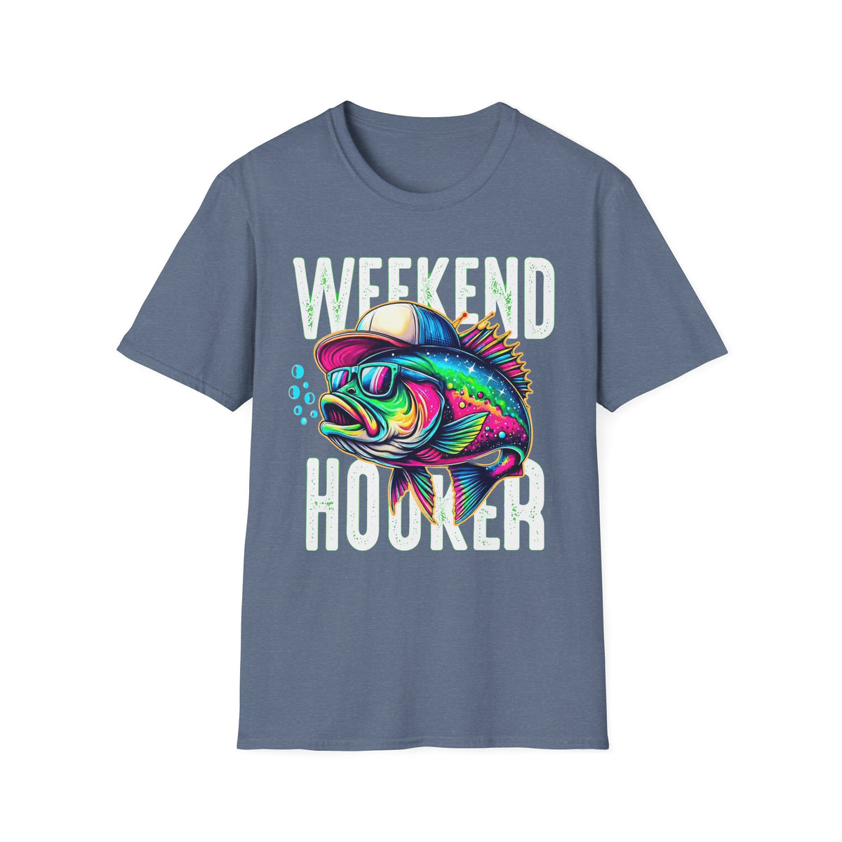 Weekend Hooker T-Shirt — Colorful Fishing Fish Graphic Tee for Anglers & Beach Days