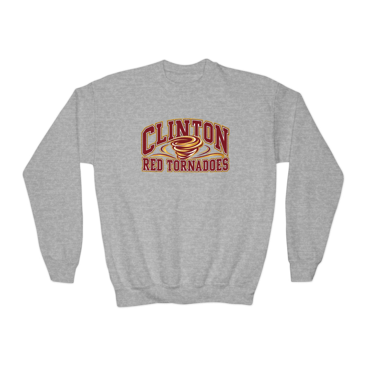 Youth Crewneck Sweatshirt - Clinton Red Tornadoes School Spirit Pullover