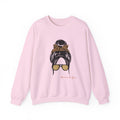Crewneck Sweatshirt — Messy Bun with Leopard Scrunchie & Sunglasses “Mom Life” Graphic