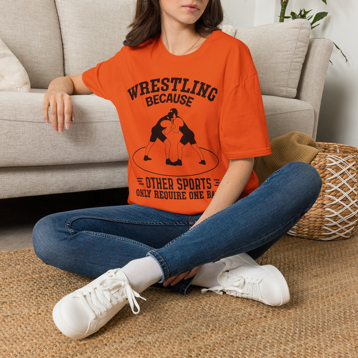 Wrestling Because T-Shirt — Funny Wrestling Quote Tee for Athletes & Fans