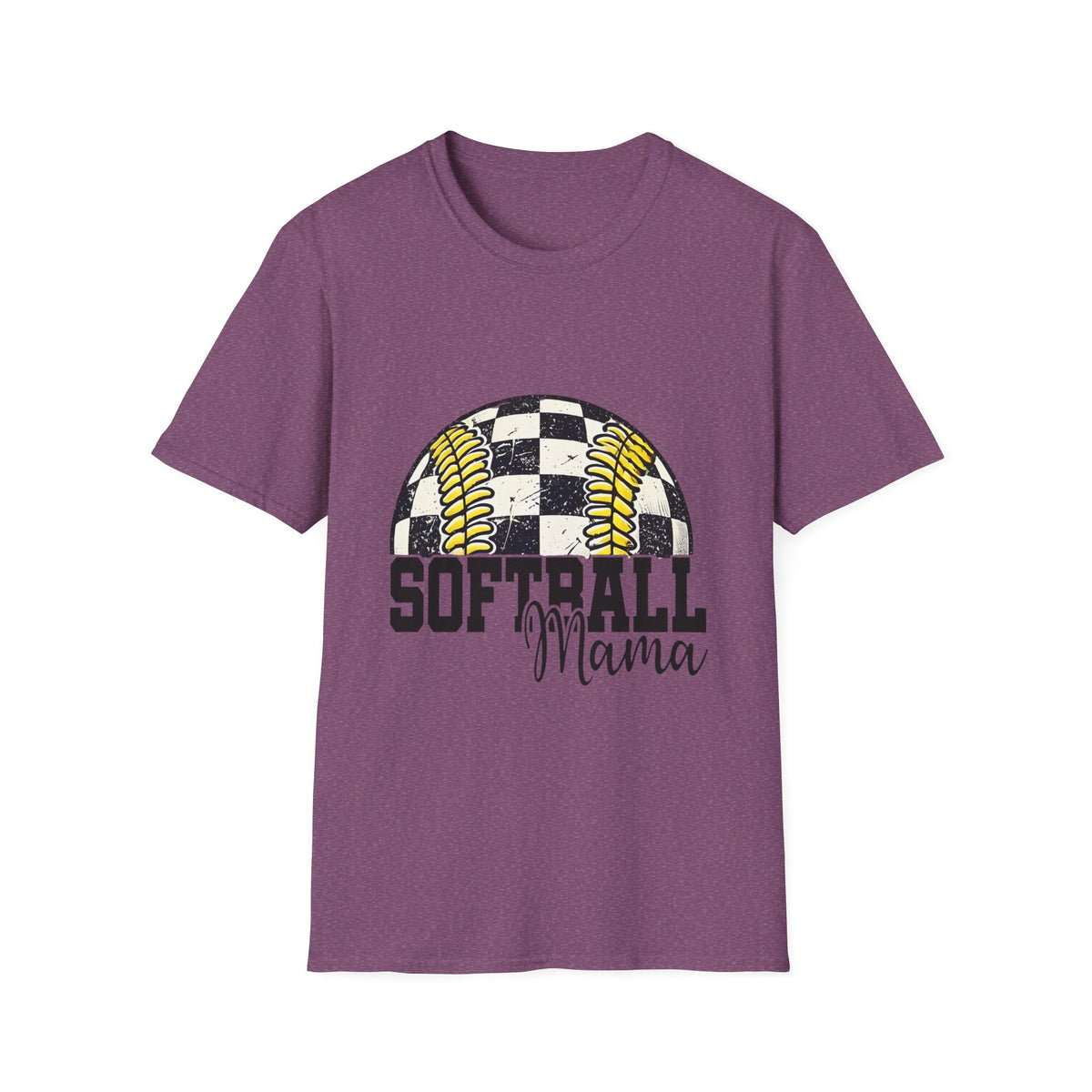 Softball Mama T‑Shirt — Checkered Ball Graphic Softball Mom Tee