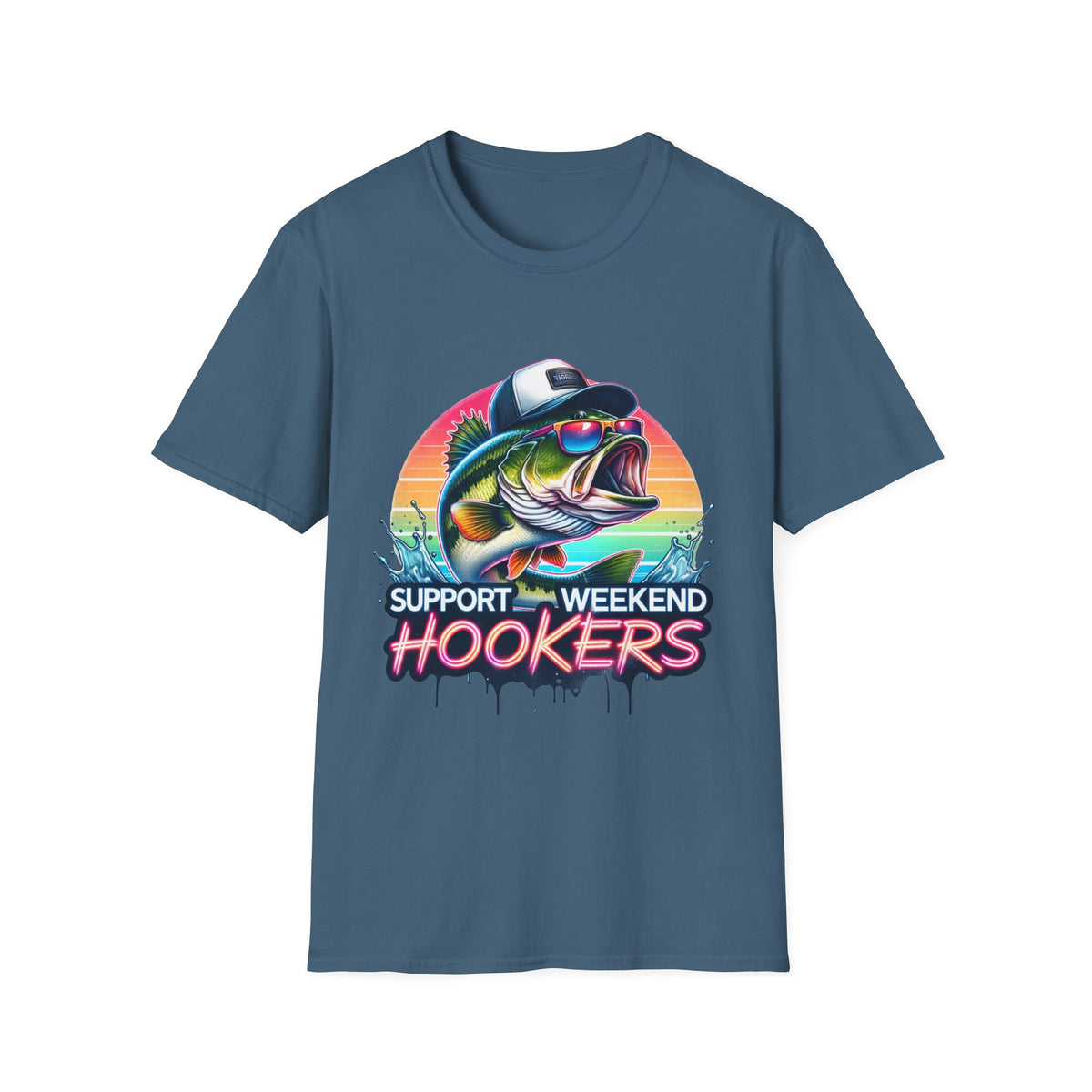 Fishing T-Shirt — “Support Weekend Hookers” Retro Bass Design