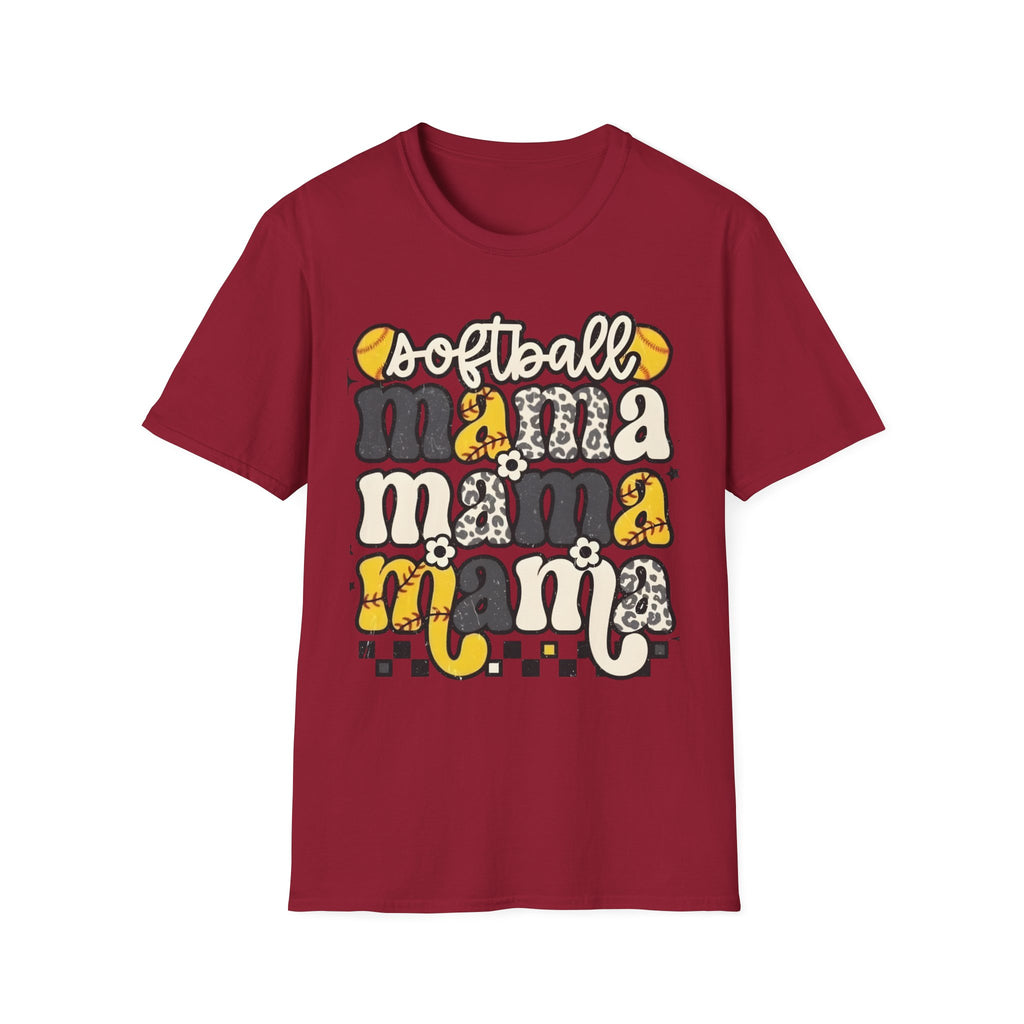 Softball Mama Graphic T-Shirt — Cute Leopard & Ball Mom Shirt