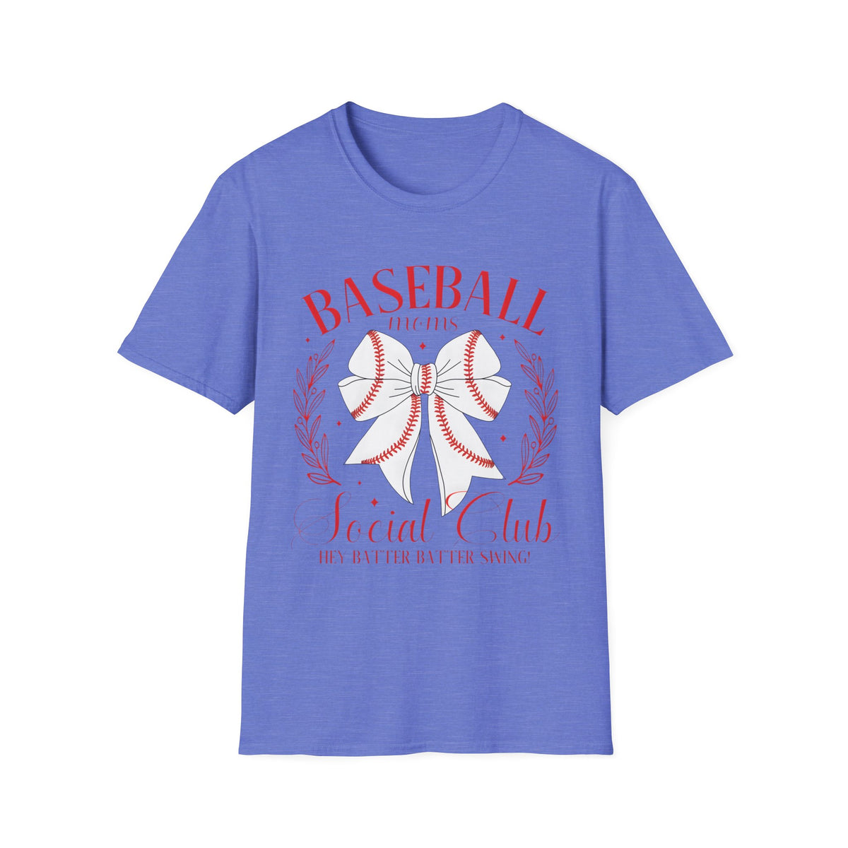 Baseball Mom T-Shirt — Floral Stitch Bow Sports Tee