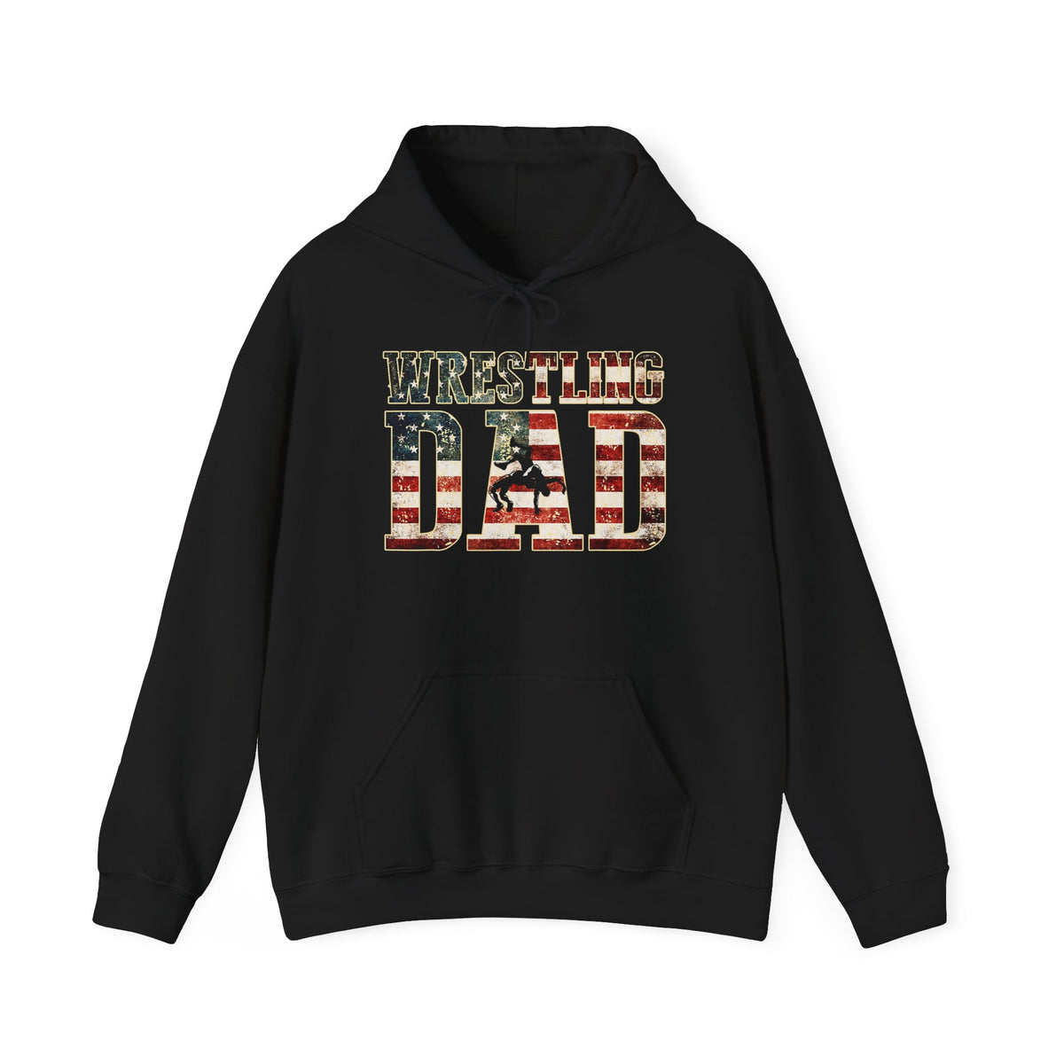 Wrestling Dad Hoodie — American Flag Patriotic Sports Dad Sweatshirt