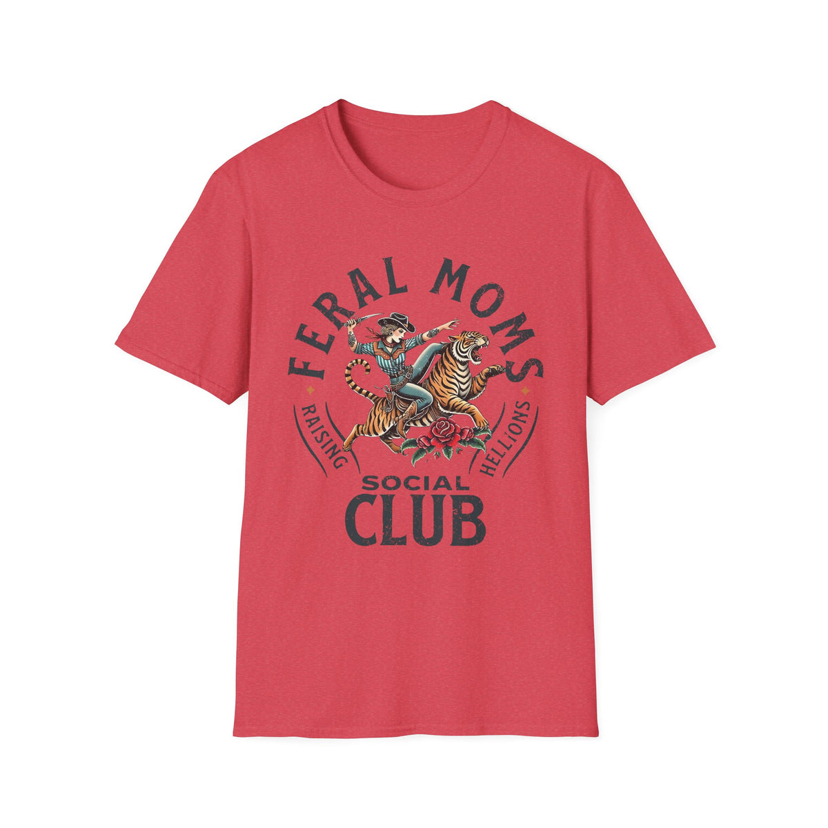 Feral Moms Club T‑Shirt — Vintage Tiger Rider Social Club Tee