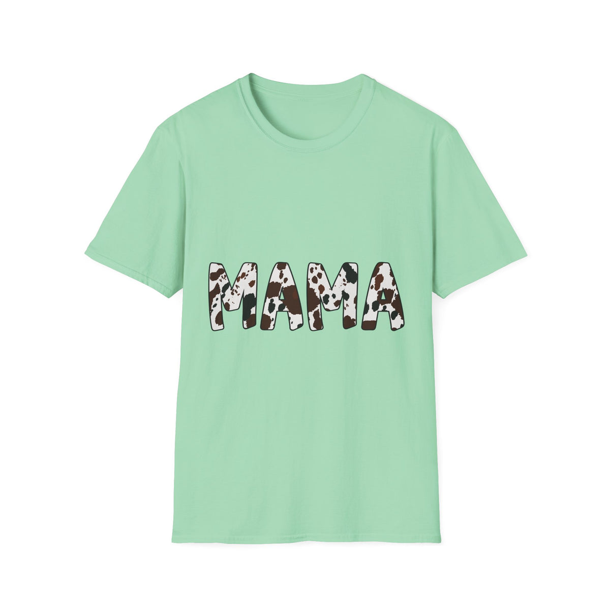 Mama Cow Print T-Shirt — Graphic Mama Tee with Brown Dalmatian Spots