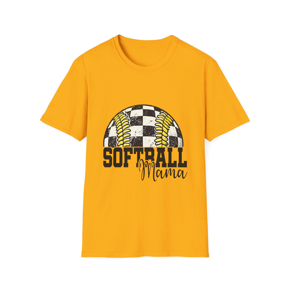 Softball Mama T‑Shirt — Checkered Ball Graphic Softball Mom Tee
