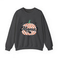 Mama Pumpkin Crewneck Sweatshirt - Checkered Halloween Mom Pullover