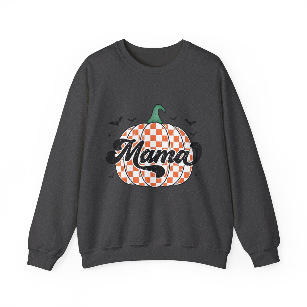 Mama Pumpkin Crewneck Sweatshirt - Checkered Halloween Mom Pullover
