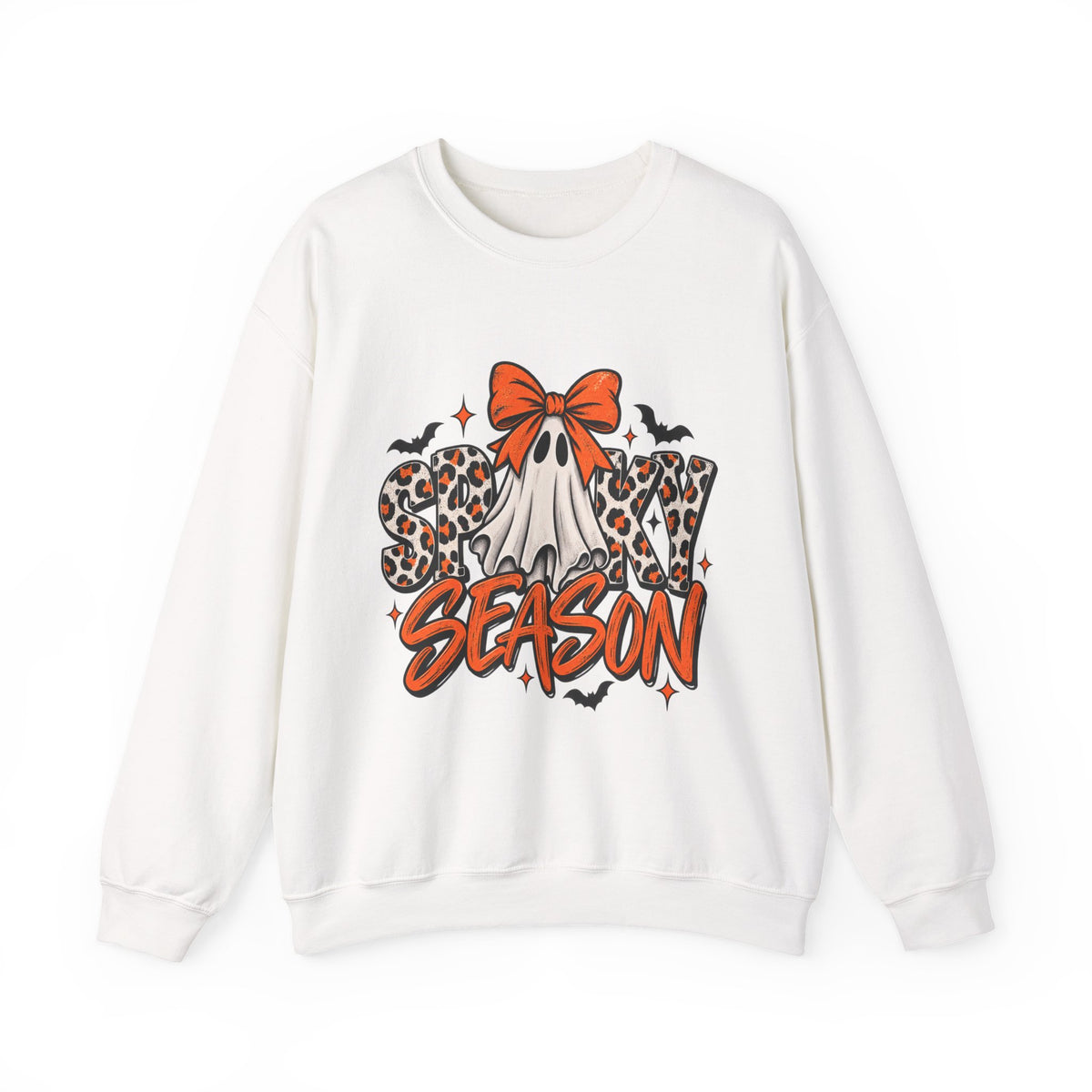 Spooky Season Crewneck Sweatshirt – Leopard Ghost Halloween Pullover