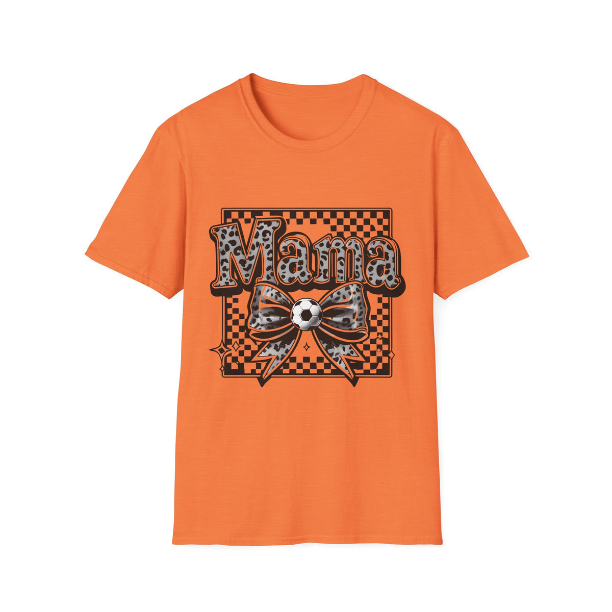 Mama Graphic Tee — Checkerboard Leopard Bow Shirt for Moms
