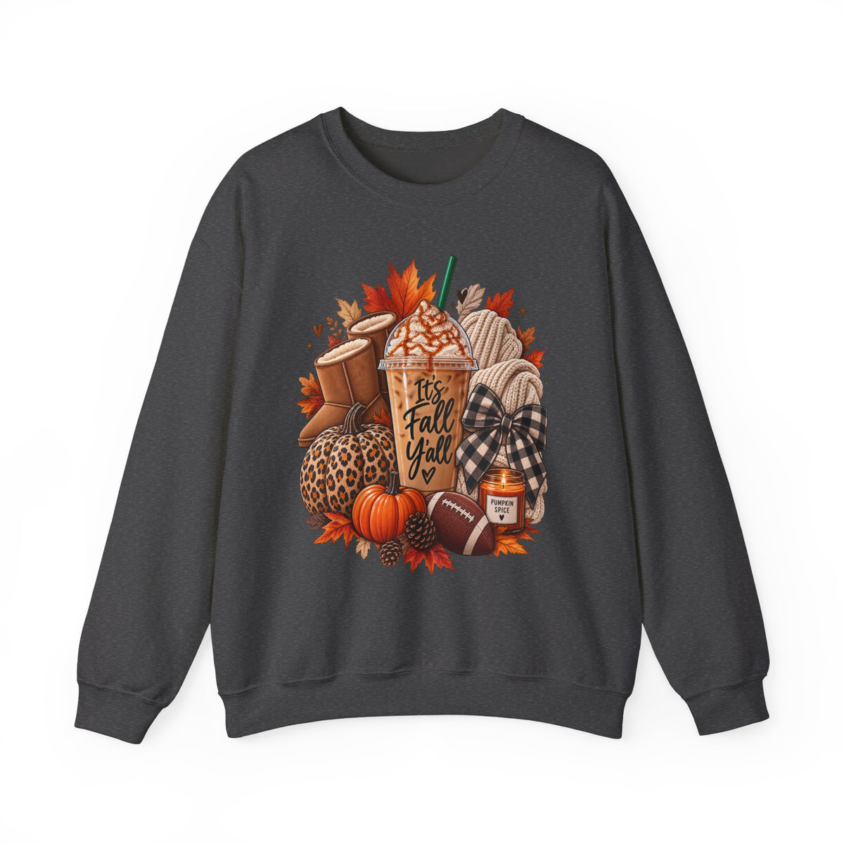 Fall Cozy Crewneck Sweatshirt – “It's Fall Y'all” Pumpkin Spice Autumn Graphic