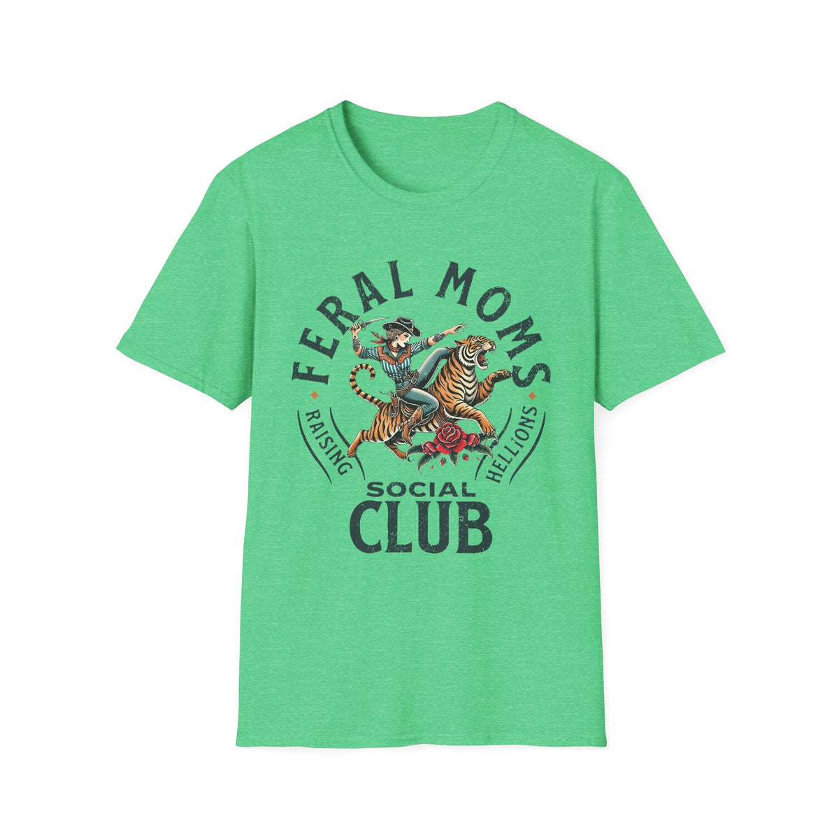 Feral Moms Club T‑Shirt — Vintage Tiger Rider Social Club Tee