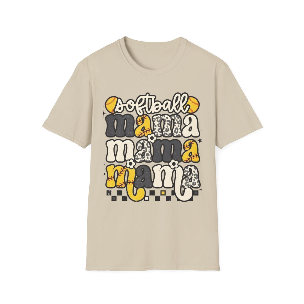 Softball Mama Graphic T-Shirt — Cute Leopard & Ball Mom Shirt