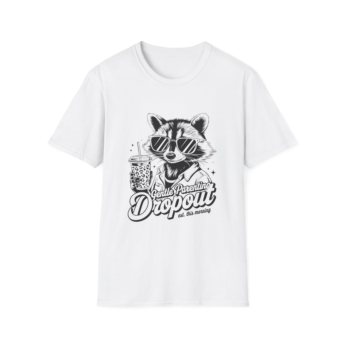 Raccoon with Sunglasses T-Shirt — Cute Retro 'Dropout' Graphic Tee