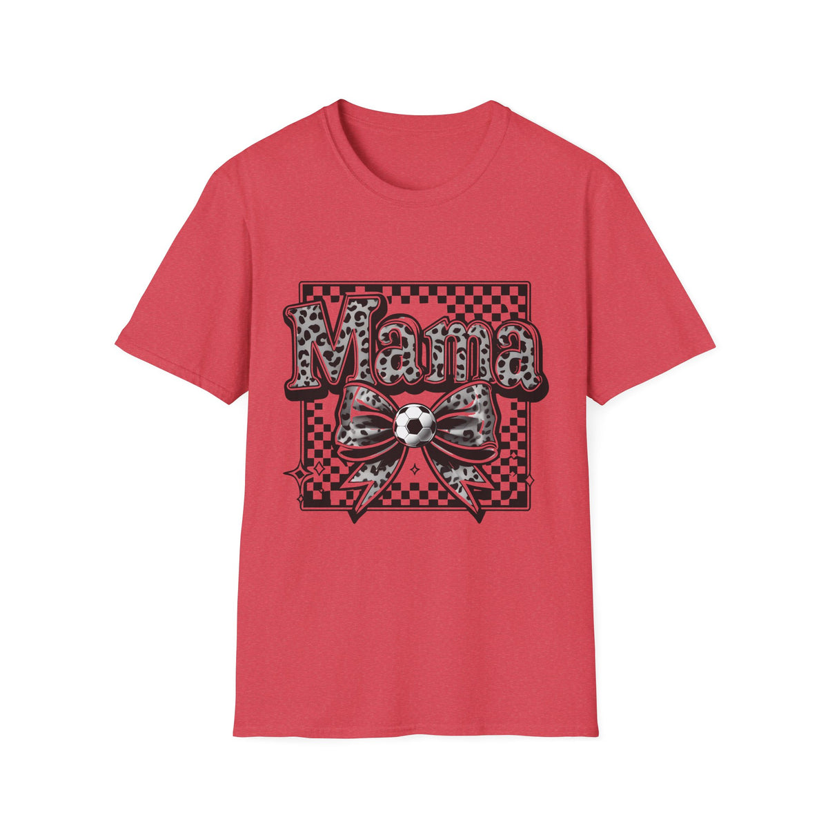 Mama Graphic Tee — Checkerboard Leopard Bow Shirt for Moms