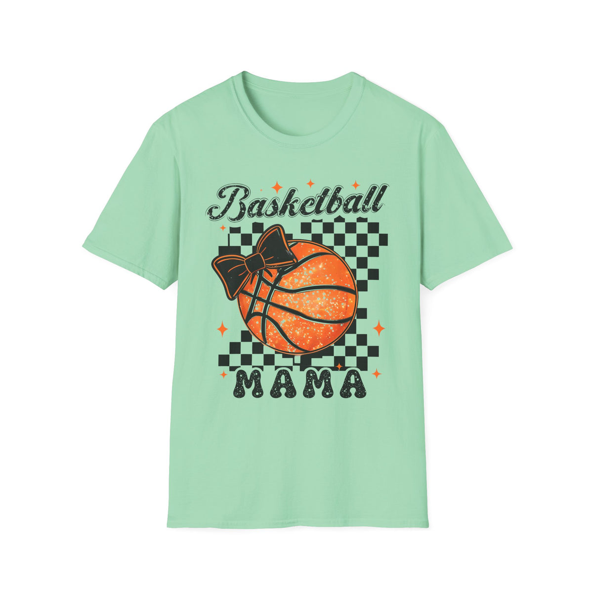 Basketball Mama T-Shirt — Retro Checkered Basketball Design