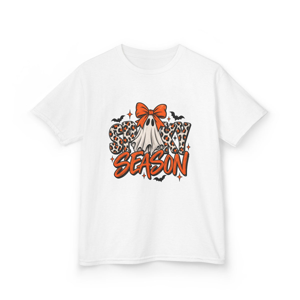 Kids T-Shirt — "Spooky Season" Leopard Ghost Halloween Tee