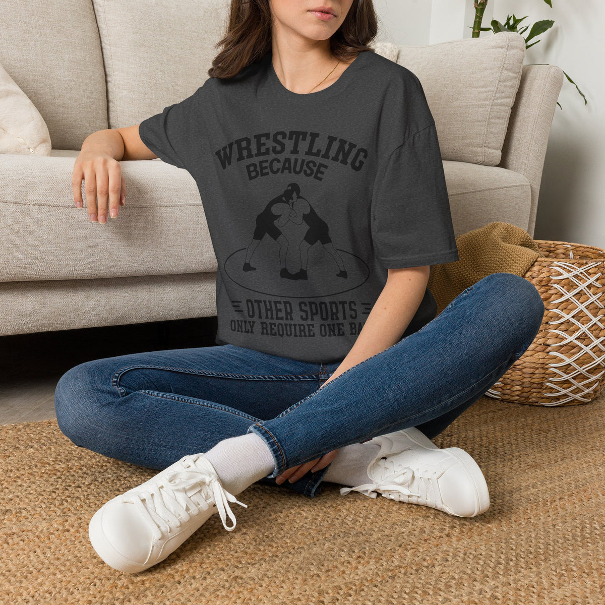 Wrestling Because T-Shirt — Funny Wrestling Quote Tee for Athletes & Fans