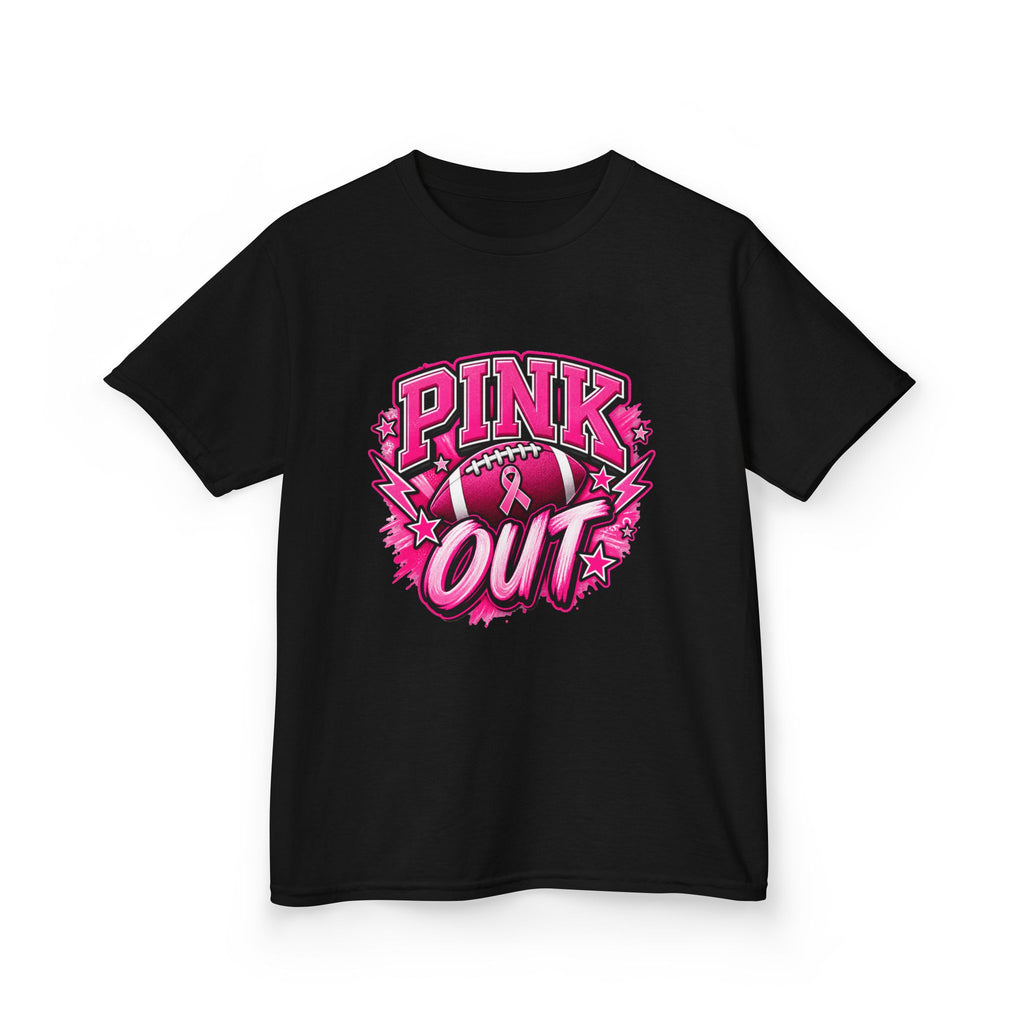 Kids "Pink Out" Football T-Shirt — Breast Cancer Awareness Youth Tee