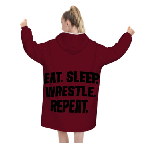 Adult Blanket Hoodie Tornadoes Wrestle