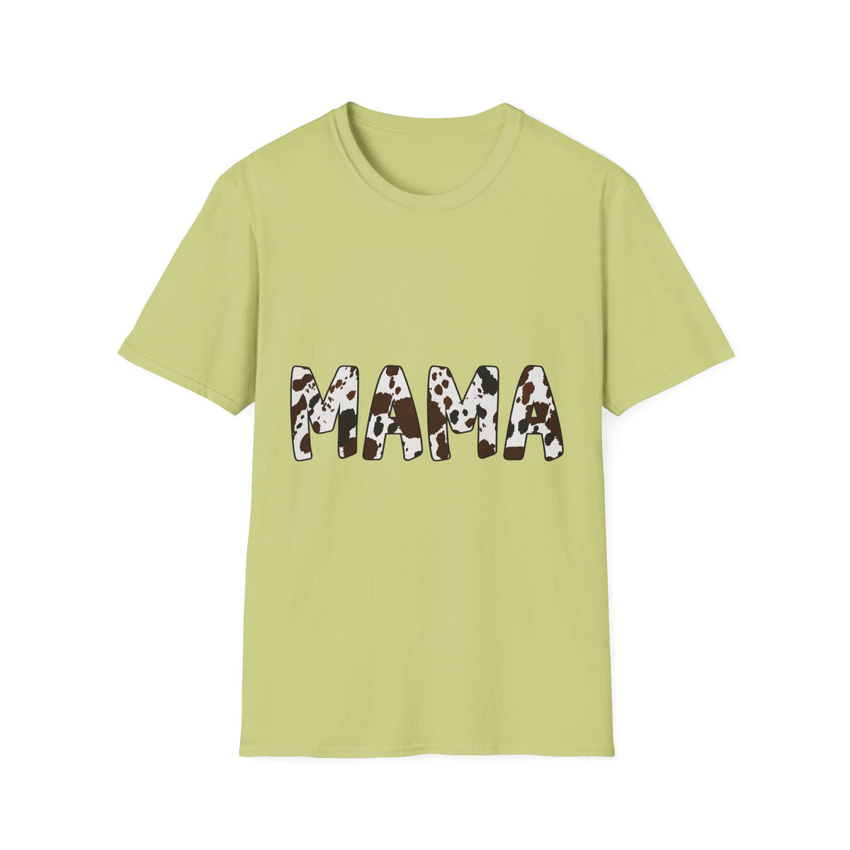 Mama Cow Print T-Shirt — Graphic Mama Tee with Brown Dalmatian Spots