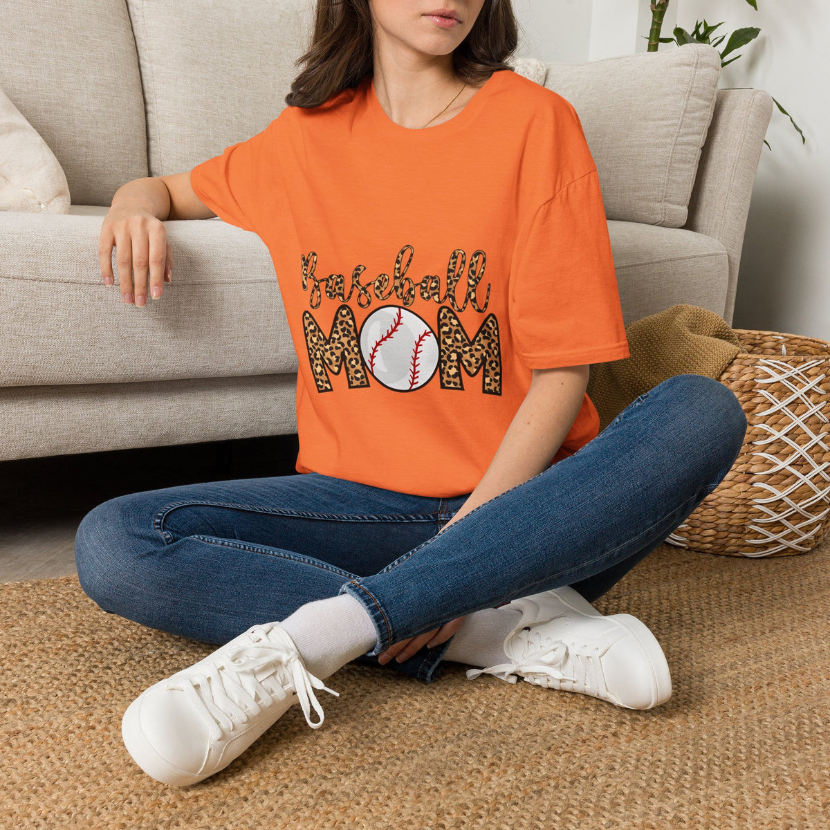 Baseball Mom Leopard Print T-Shirt — Baseball Mom Tee with Baseball Graphic