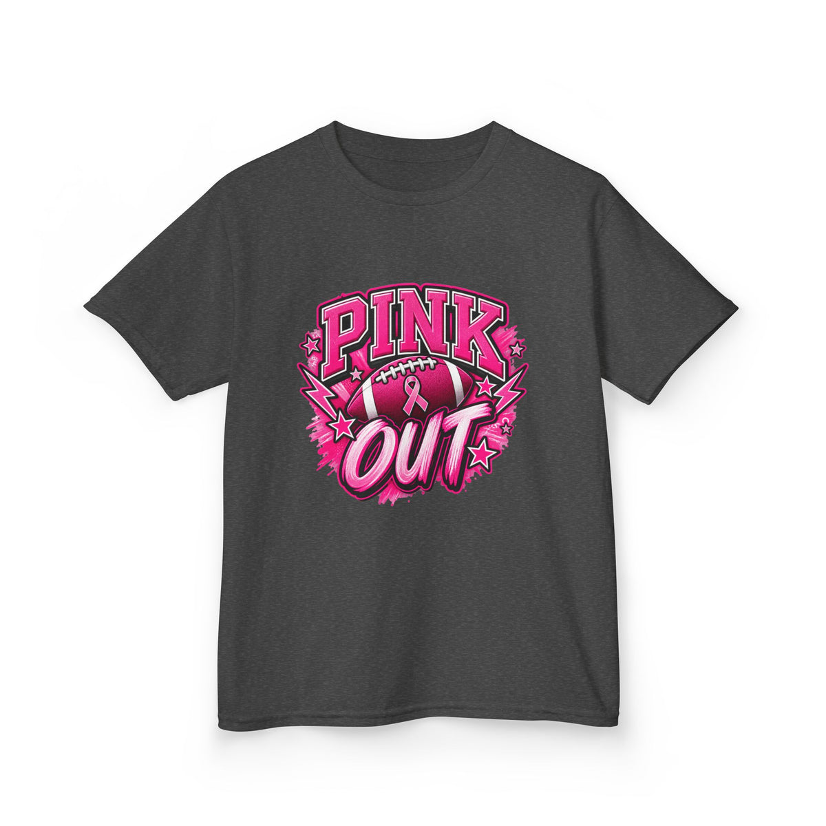 Kids "Pink Out" Football T-Shirt — Breast Cancer Awareness Youth Tee