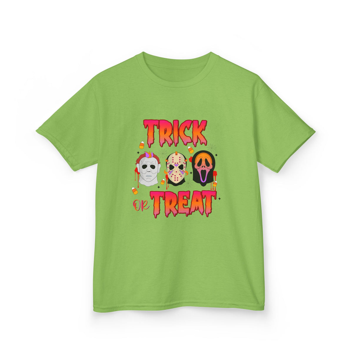 Kids T-Shirt — 'Trick or Treat' Halloween Mask Faces Tee