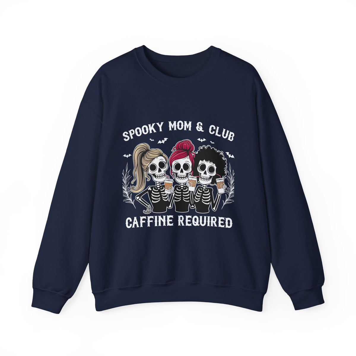 Spooky Mom Club Sweatshirt — “Caffeine Required” Halloween Crewneck