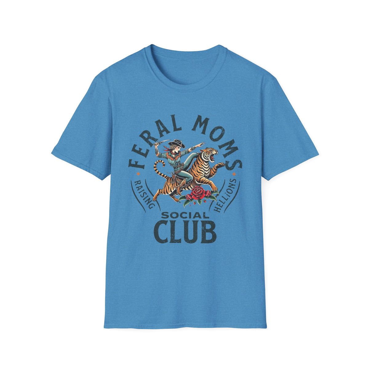 Feral Moms Club T‑Shirt — Vintage Tiger Rider Social Club Tee