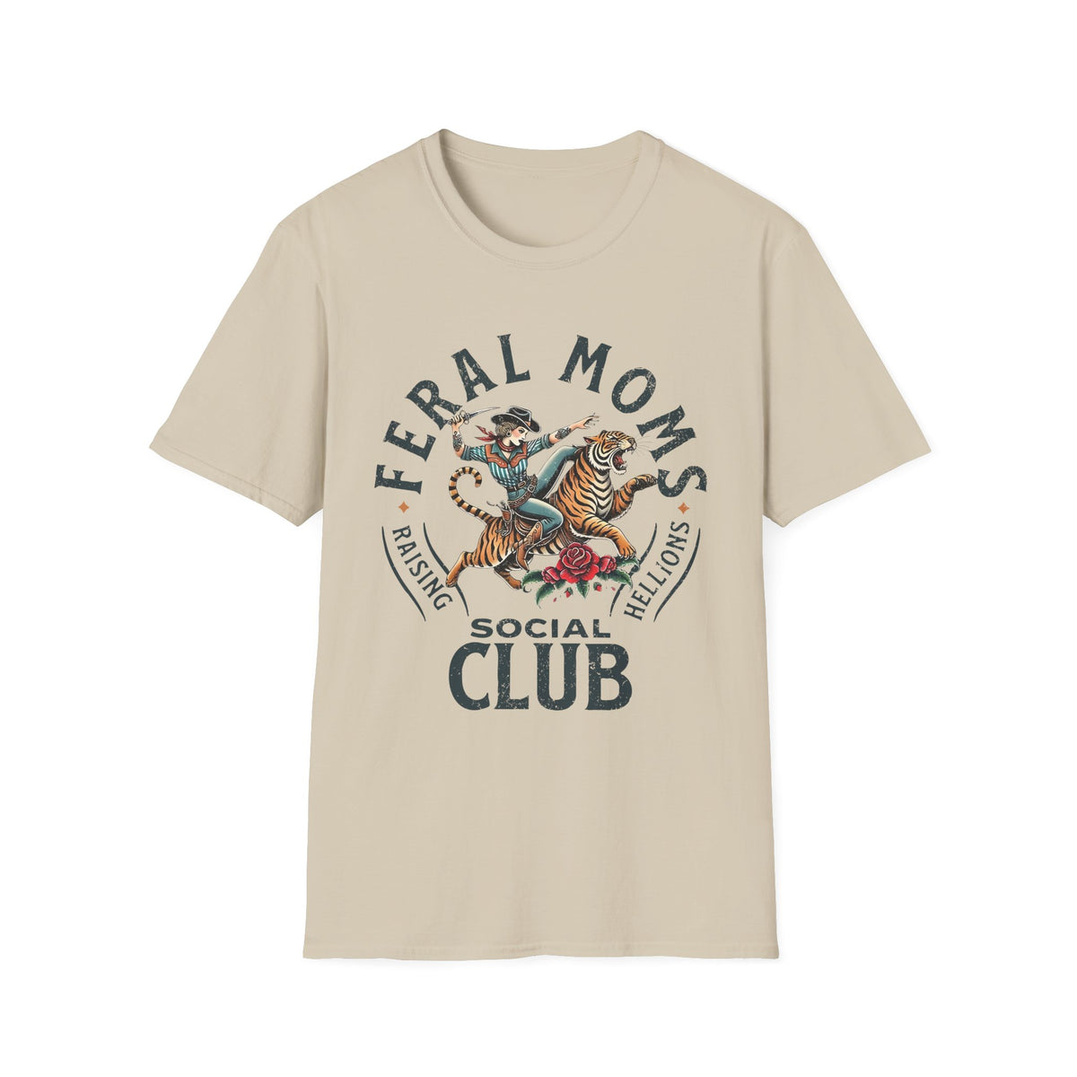 Feral Moms Club T‑Shirt — Vintage Tiger Rider Social Club Tee