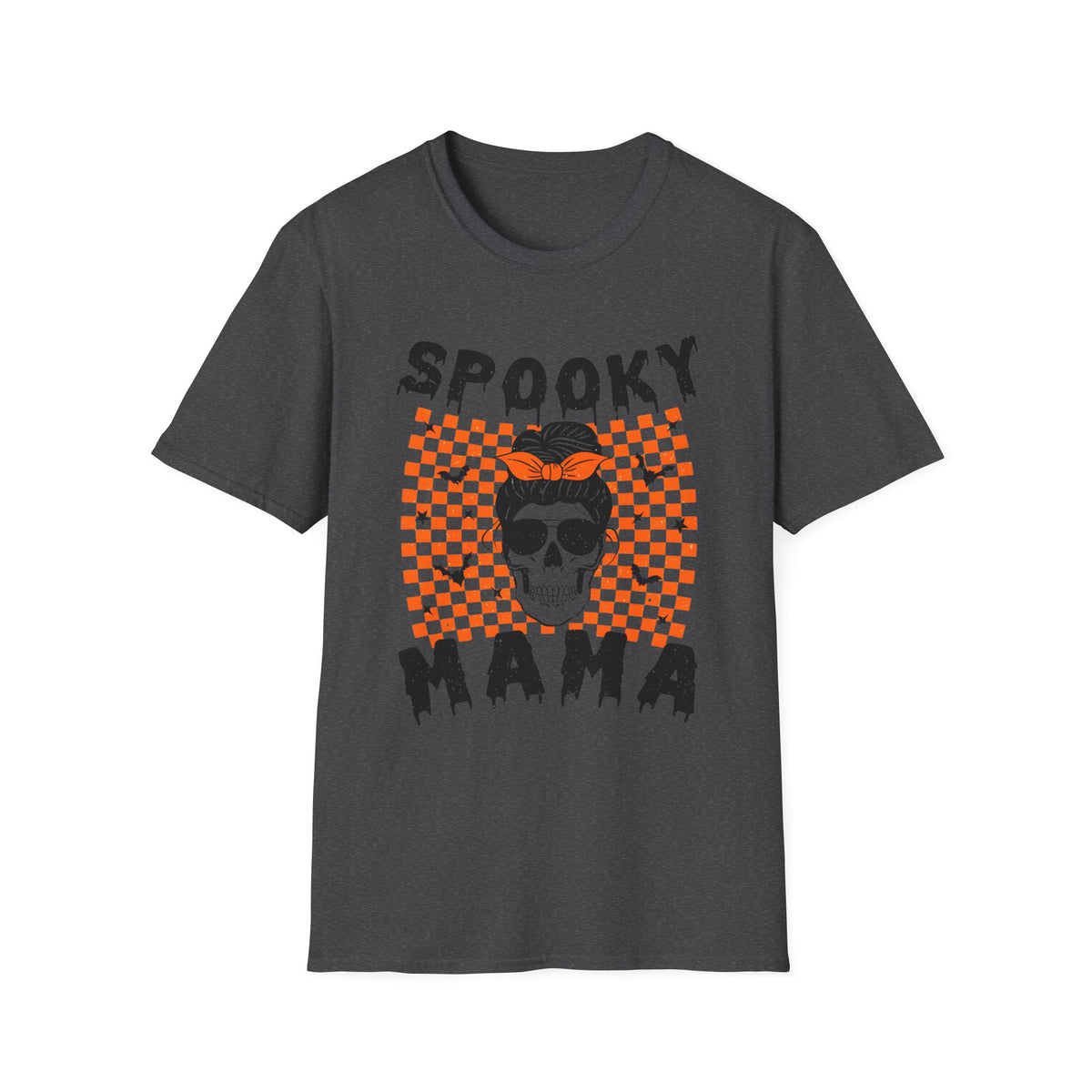 Spooky Mama T-Shirt — Halloween Skull Checkerboard Tee