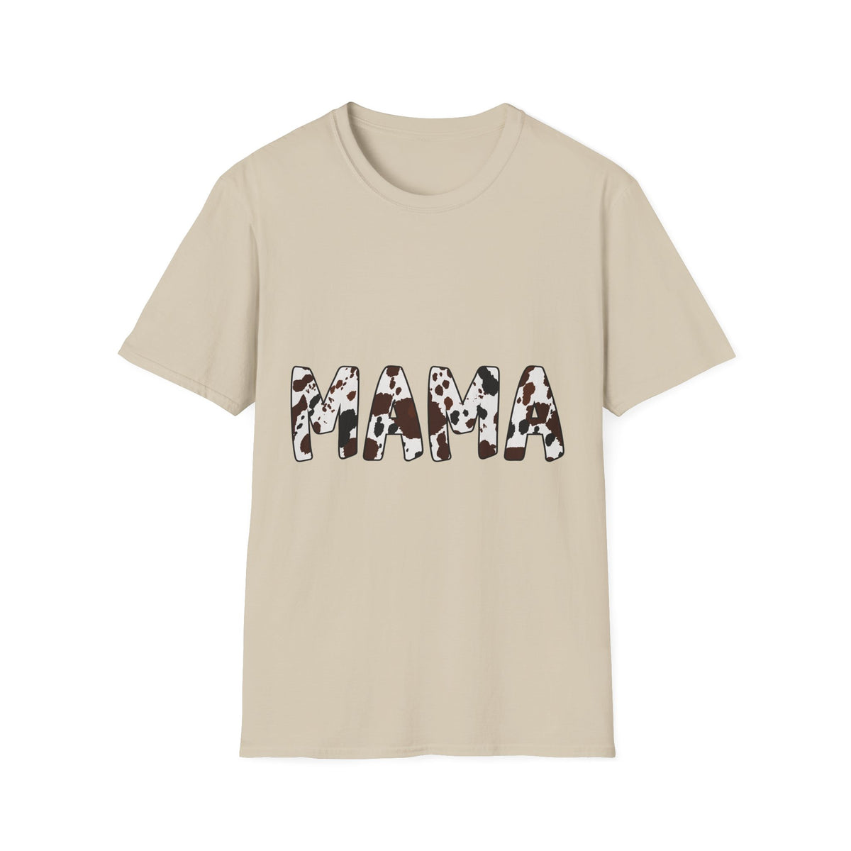Mama Cow Print T-Shirt — Graphic Mama Tee with Brown Dalmatian Spots