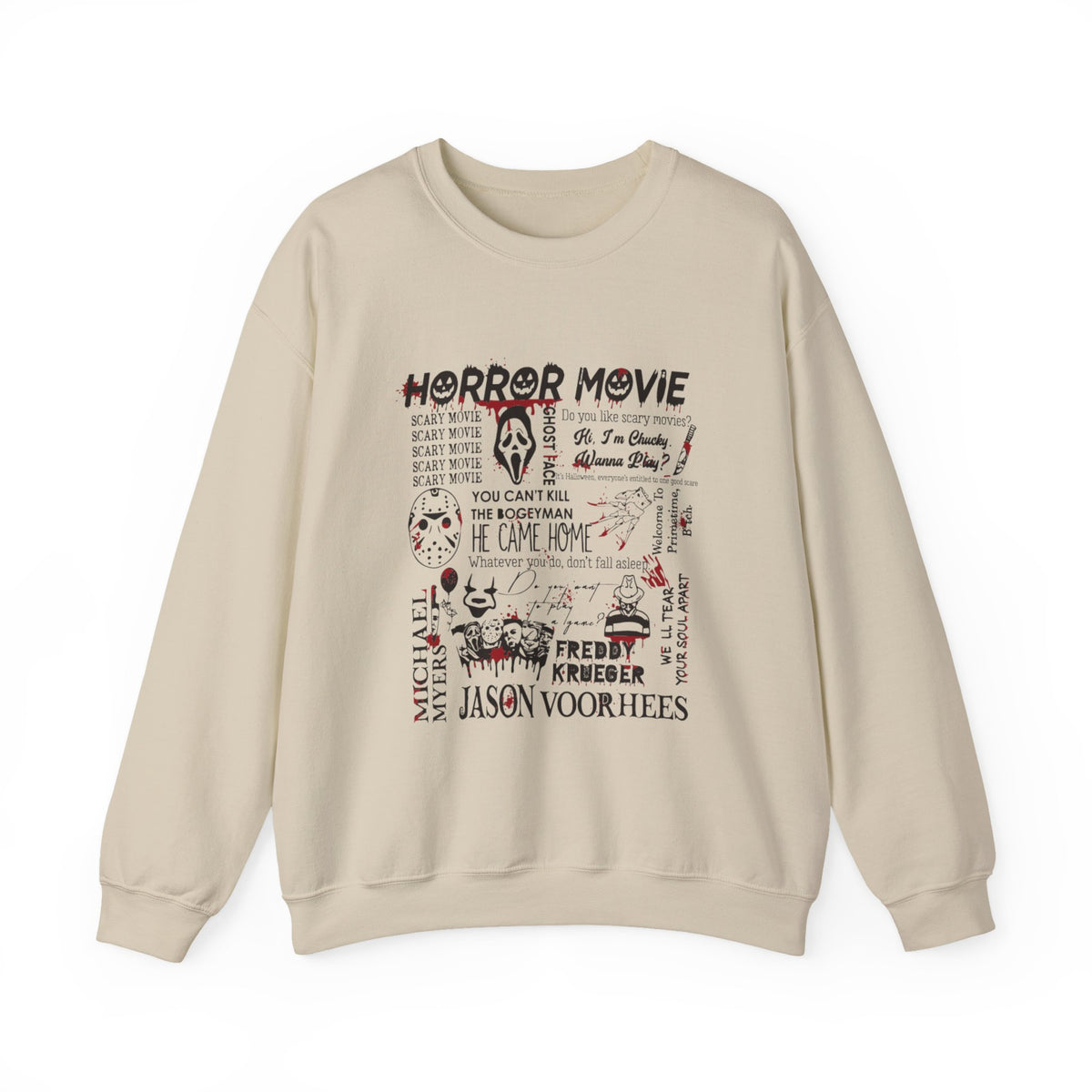 Horror Movie Collage Sweatshirt — Vintage Slasher Graphic Crewneck