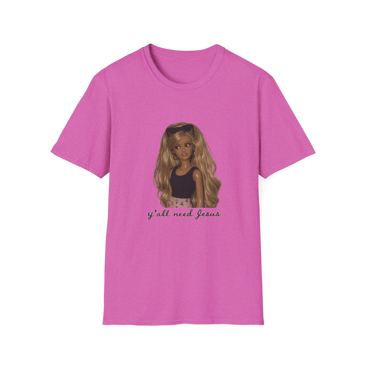 Barbie Doll Graphic Tee — 'y'all need Jesus' Casual Statement Shirt