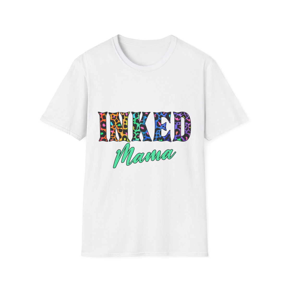 T-Shirt — "Inked Mama" Colorful Leopard Print Graphic Tee