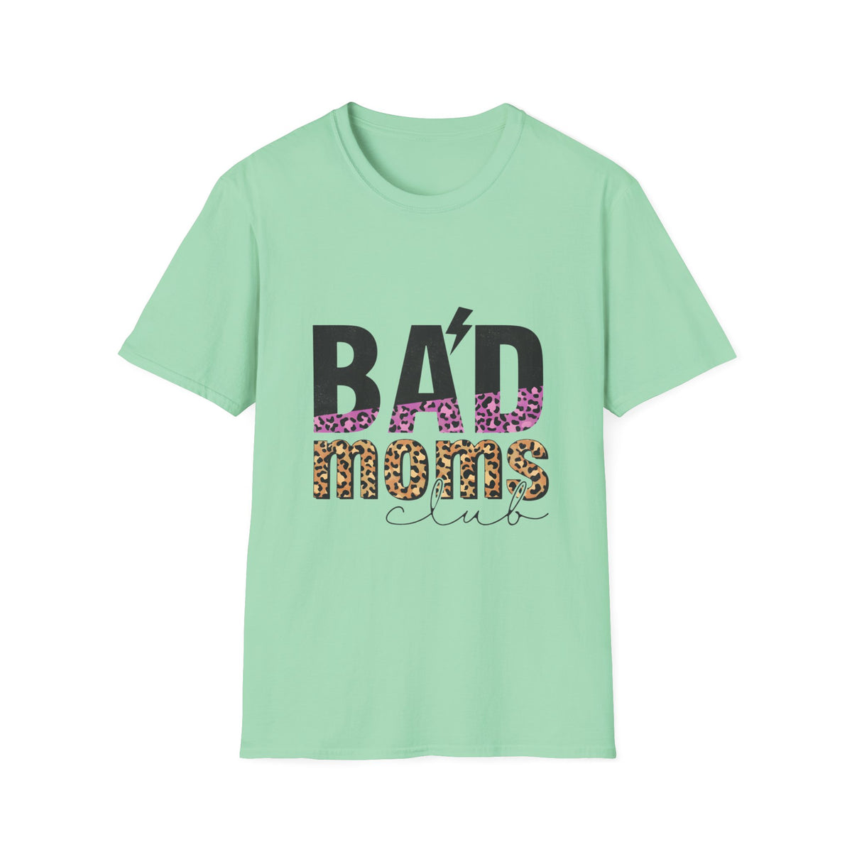 Bad Moms Club T-Shirt — Bold Leopard Accent Graphic Tee