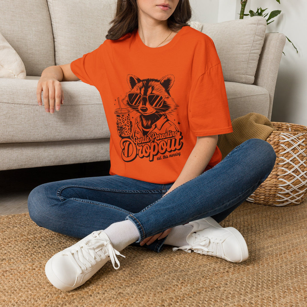 Raccoon with Sunglasses T-Shirt — Cute Retro 'Dropout' Graphic Tee
