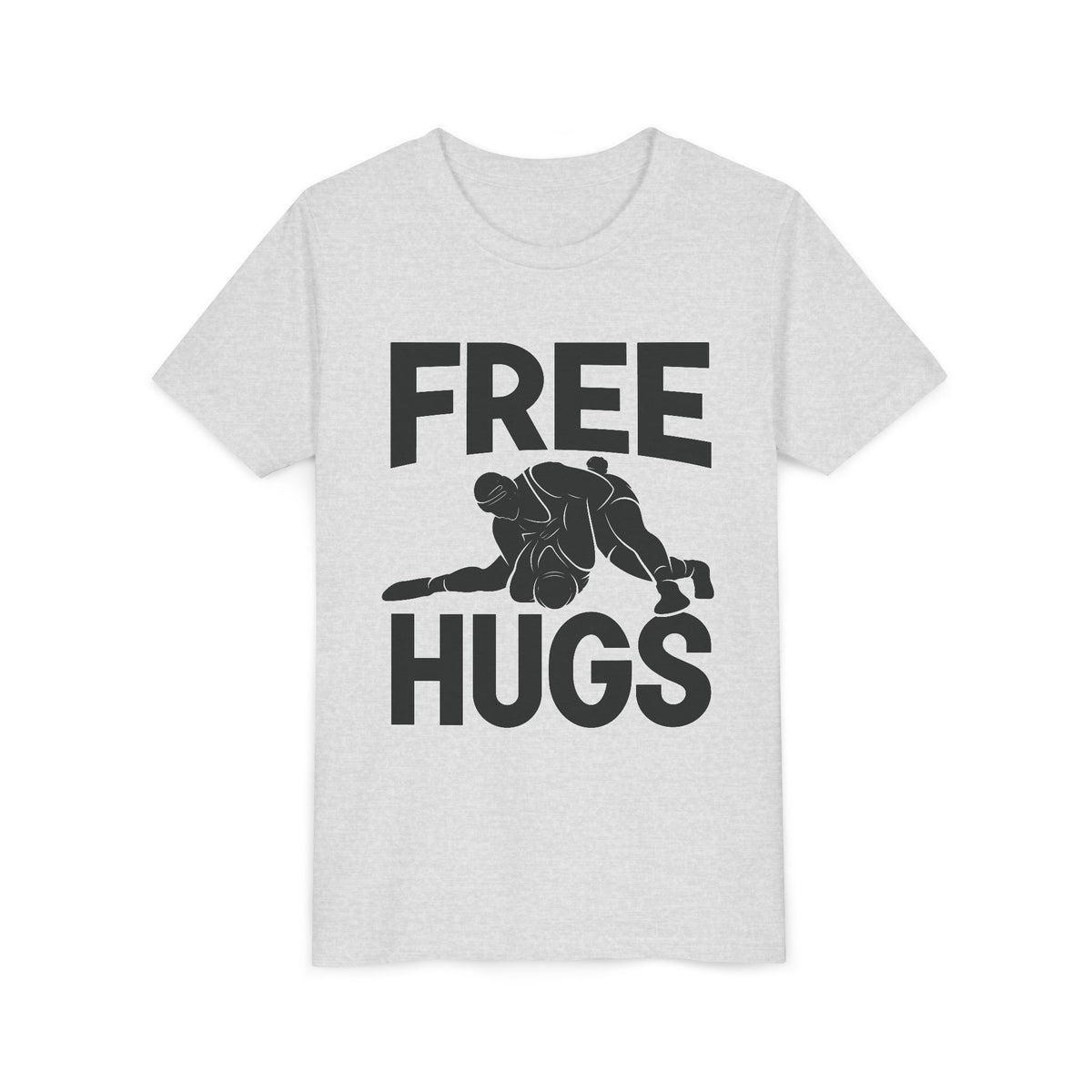 Free Hugs Youth Tee — Funny Wrestling Graphic Shirt for Kids