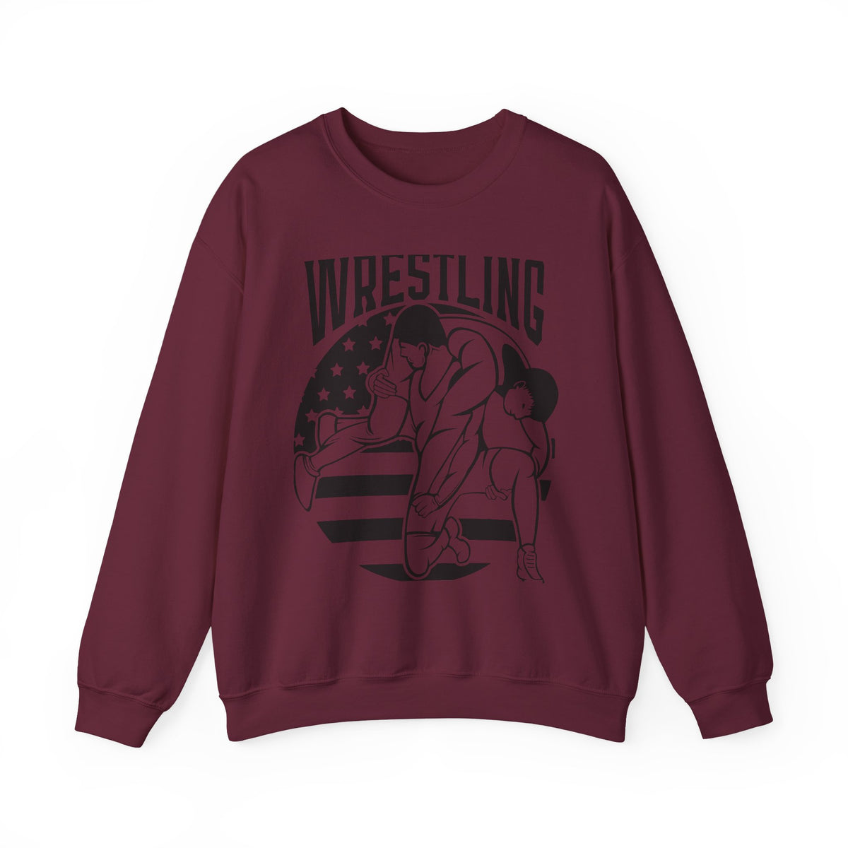 Wrestling Crewneck Sweatshirt - Retro USA Wrestlers Graphic
