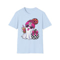 Spooky Season Ghost Tee — Cute Pink Beanie & Boba Halloween T-Shirt