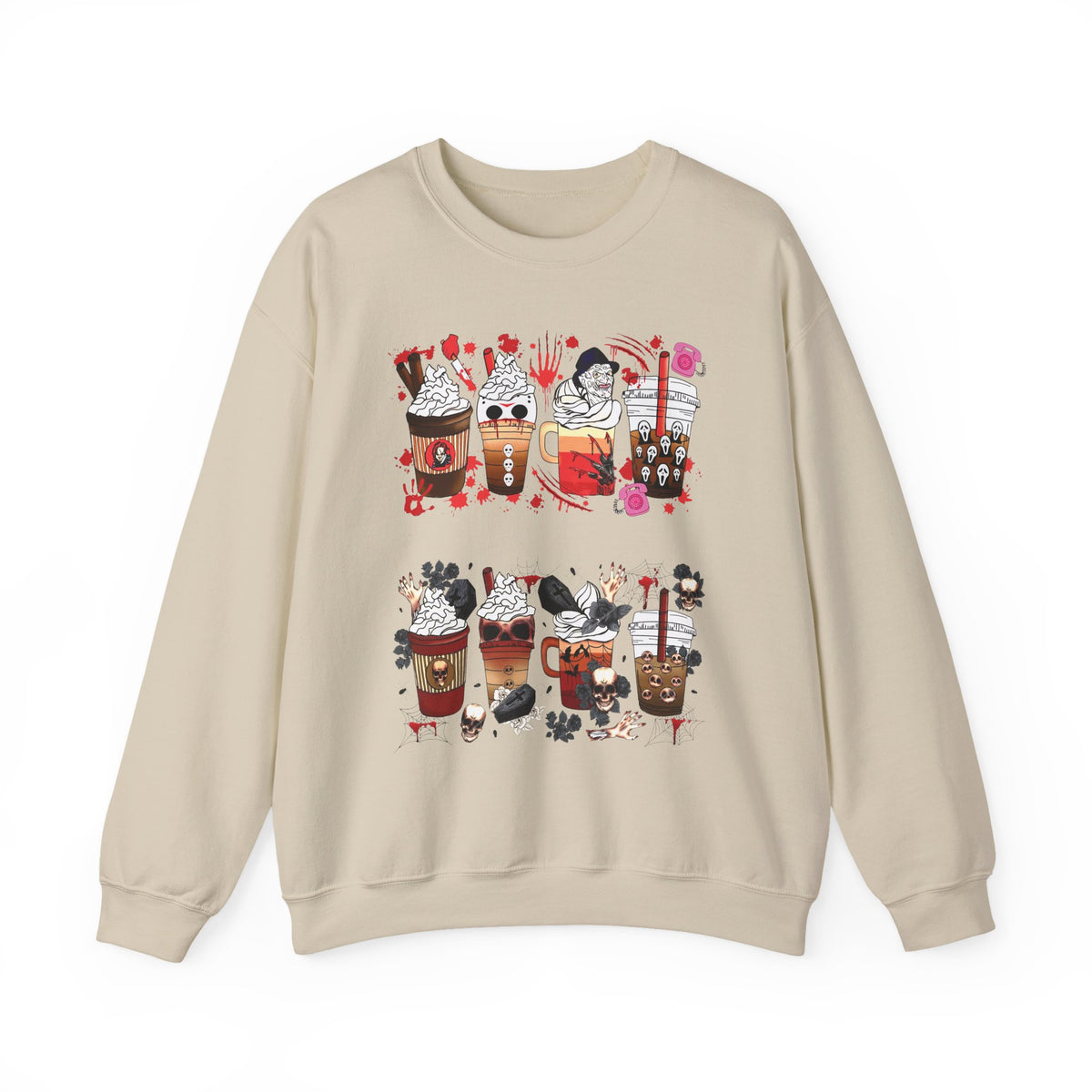 Coffee Drinks Crewneck Sweatshirt — Cute Boba, Latte & Bubble Tea Graphic