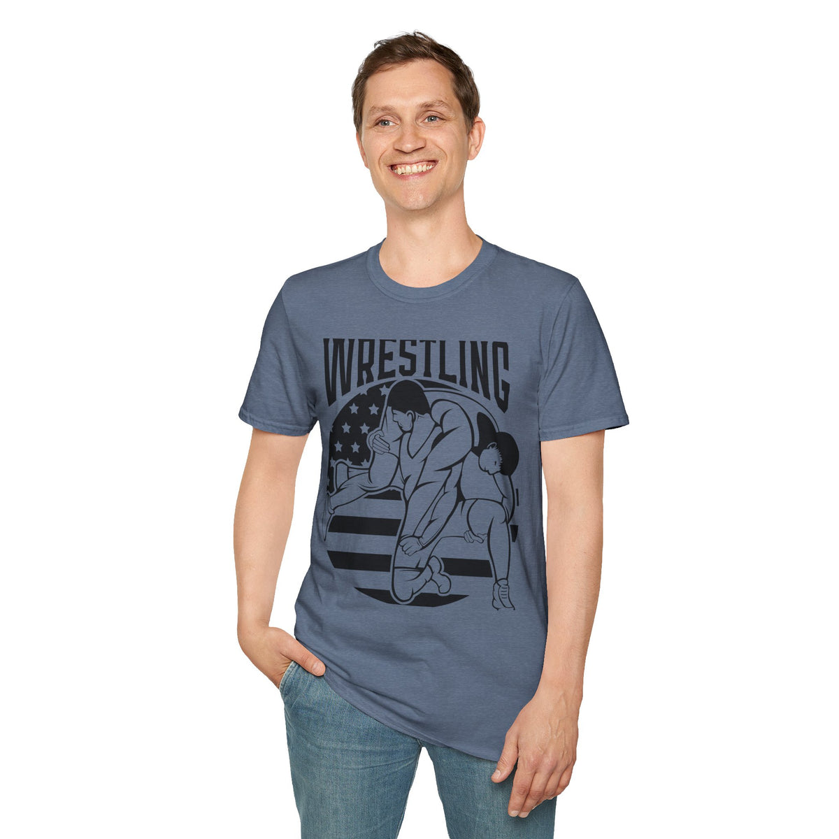 Wrestling T-Shirt — USA Flag Grapplers Graphic Tee