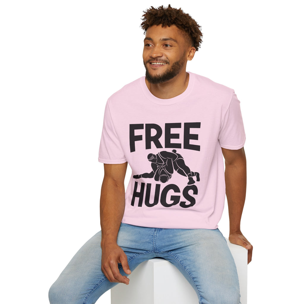 Free Hugs T-Shirt — Playful Graphic Tee with Hugging Illustration
