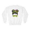 Youth Sweatshirt — Festive Grinch Sunglasses Holiday Crewneck